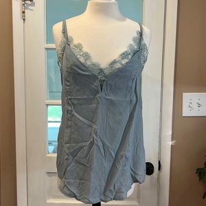 Denim Blue Solid & Lace Cami